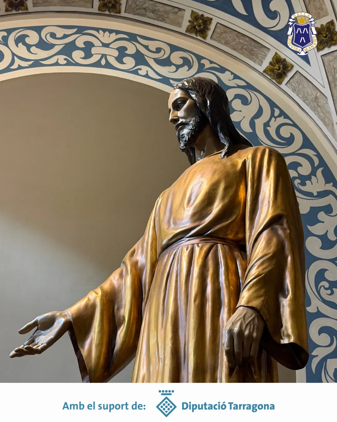 Detall de la imatge de Jesús del misteri de l'Oració a l'Hort després de la restauració